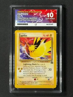 ACE 10 Zapdos 23 Black Star Promo Pokemon Card WOTC Promo GEM MINT - Image 1