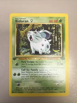 1st Ed Nidoran Non-Holo WOTC Pokemon Card 57/64 Jungle Set - Image 1