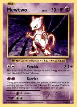 Pokemon Card Mewtwo 51/108 XY Evolutions Non Holo Rare - Image 1