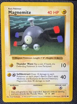 MAGNEMITE 53/102 COMMON BASE SET SHADOWLESS POKEMON MP - Image 1