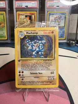 Pokemon TCG Machamp Holo Rare Card Base Set 8/102, 1st Edition, Factory Sealed - Image 1