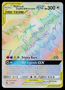 Pokemon Card - Moltres & Zapdos & Articuno GX Hidden Fates 69/68 Rare Rainbow - Image 1