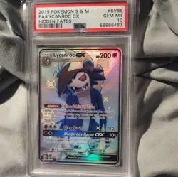 Pokemon Lycanroc S&M GX Hidden Fates Shiny Vault Holo PSA Bloodthirsty Eyes - Image 1