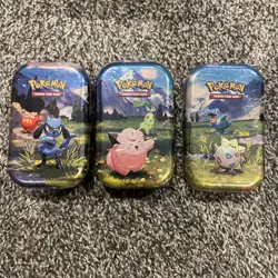 X3 Pokemon Ascended Heroes Mini Tins Brand New & Sealed W/Original Display Box - Image 1