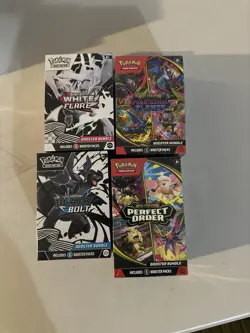 Pokemon Booster Bundle White Flare, Black Bolt, Phantasmal Flames, Perfect Order - Image 1