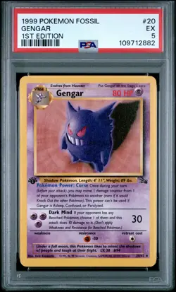 1999 POKEMON FOSSIL 1ST ED #20 GENGAR PSA 5 - Image 1