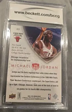 2009 Upper Deck MJ Legacy Collection Gold Michael Jordan #80 BCCG 10 Mint - Image 2