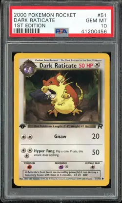 PSA 10 Dark Raticate 1st Edition Team Rocket 51/82 Pokemon Card - Image 1
