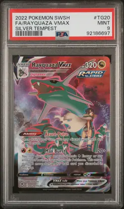 2022 POKEMON SWORD & SHIELD SILVER TEMPEST #TG20 FULL ART/RAYQUAZA VMAX PSA 9 - Image 1