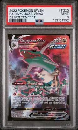 2022 POKEMON SWORD & SHIELD SILVER TEMPEST #TG20 FULL ART/RAYQUAZA VMAX PSA 9 - Image 1