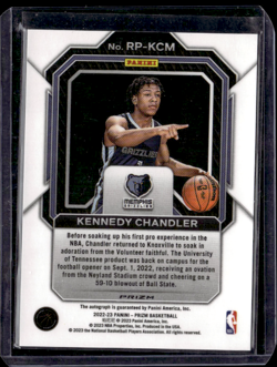 2022-23 Panini Prizm - #235 Kennedy Chandler (RC) Auto Penmanship Rookie - Image 2