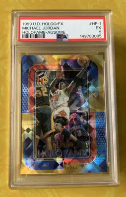 1999 Upper Deck HoloGrFX HoloFame AuSome #HF-1 AU Michael Jordan PSA EX 5 - Image 1