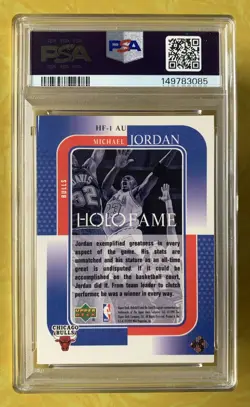 1999 Upper Deck HoloGrFX HoloFame AuSome #HF-1 AU Michael Jordan PSA EX 5 - Image 2