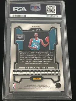 2023 Panini Prizm Brandon Miller #152 Ice Prizm RC Rookie PSA 10 GEM MINT - Image 2