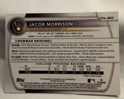 2025 Bowman Draft Jacob Morrison Chrome Auto Aqua Lava Refractor 1st /199 - Image 2