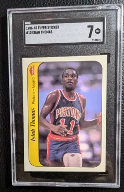 1986 Fleer Sticker #10 Isiah Thomas Rookie Sticker HOF SGC 7 - Image 1