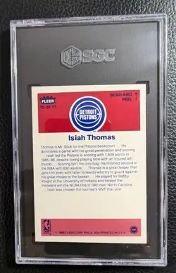 1986 Fleer Sticker #10 Isiah Thomas Rookie Sticker HOF SGC 7 - Image 2
