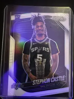 STEPHON CASTLE 2024-25 PANINI PRIZM BLACK ROOKIE WHITE PRIZM RC /175 SPURS - Image 1