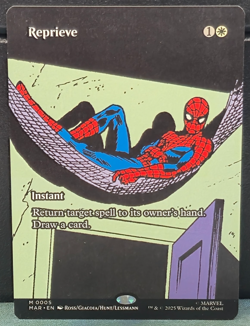 Reprieve 5 BORDERLESS Marvel Universe Spider-man Eternal Legal Card MTG Card NM - Image 1
