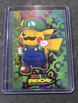 Luigi Pikachu #2 Rainbow Holo Pokemon 2024 Card Database Merry Christmas Peru - Image 1
