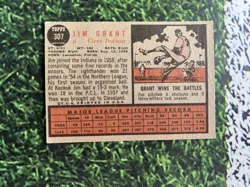 1962 Topps Baseball Jim Grant #307 Cleveland Indians EX Low Shipping - Image 2