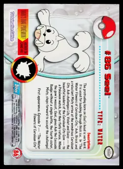 Seel #86 Pokemon TOPPS Series 1 TV Animation Blue Label - Image 2