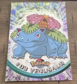 1999 Topps Pokemon TV Animation Series 1 - Venusaur #03 Black Logo HOLO FOIL - Image 1