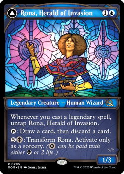 MTG Rona, Herald of Invasion 295 Rare Foil Showcase March of the Machines - Image 1