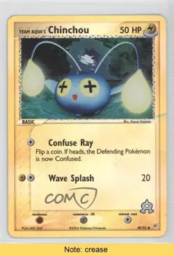 Team Aqua's Chinchou Reverse Foil Pokemon EX Magma vs Aqua #49 2004 READ fm0 - Image 1