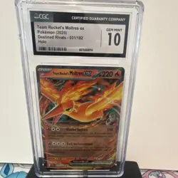 Team Rocket's Moltres ex Destined Rivals CGC 10 Holo 031/182 Pokemon TCG 2025 - Image 1
