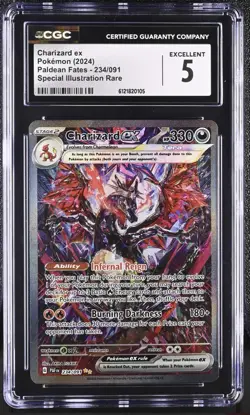 CGC 5 Charizard EX 234/091 Pokemon Paldean Fates Alt Art English SIR - Image 1