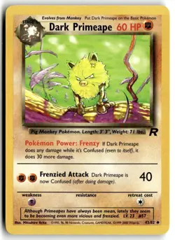 2000 Pokemon - Team Rocket Dark Primeape #43/82 - Image 1