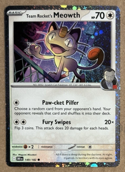 Team Rocket's Meowth Cosmos Holo Destined Rivals Common 149/182 Pokemon TCG - Image 1