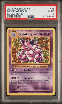 2016 Pokemon XY Evolutions #45/108 Nidoking Holo PSA 9 MINT! - Image 2