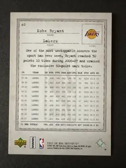 Kobe Bryant 2007 Upper Deck NBA Artifacts Los Angeles Lakers #40 - Image 3