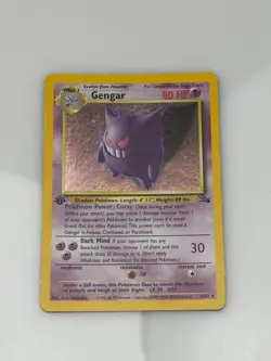 1999 POKEMON Fossil 1st Edition #5/62 GENGAR Rare Holo Card TCG Vintage LP - Image 1