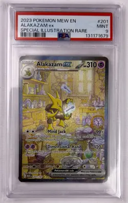 2023 POKEMON MEW EN-151 SPECIAL ILLUSTRATION RARE ALAKAZAM EX 201 PSA 9 - Image 3