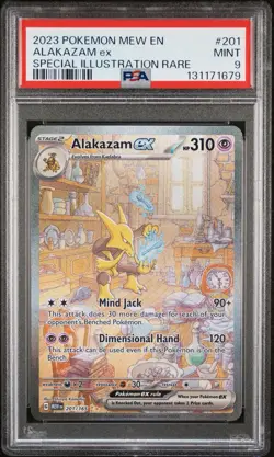 2023 POKEMON MEW EN-151 SPECIAL ILLUSTRATION RARE ALAKAZAM EX 201 PSA 9 - Image 5