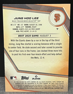 2025 Bowman's Best Jung Hoo Lee Blue Refractor 028/150 ~ San Francisco Giants - Image 3