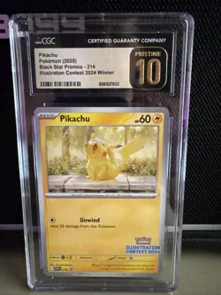 POKEMON CGC PRISTINE 10 PIKACHU ILLUSTRATION CONTEST WINNER 2024 #214 PROMO - Image 1
