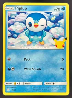 2021 Pokemon Gaming McDonald's 25th Anniversary Special Edition Piplup #20/25 - Image 1