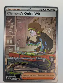 Clemont's Quick Wit 243/191 - SV08: Surging Sparks Pokemon SIR NM - Image 1