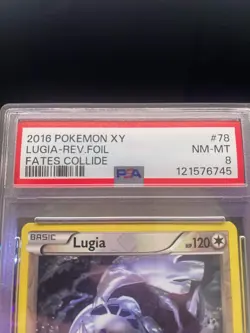 2016 POKEMON XY FATES COLLIDE #78 LUGIA-REVERSE FOIL PSA NM-MT 8 - Image 3