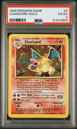 Pokemon TCG Charizard Base Set 4/102 Holo Rare PSA 4 1999 - Image 1