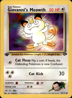 Giovanni's Meowth (74) 074/132 1st Edition - Pokemon Gym Challenge - NM - Image 1