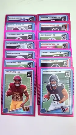 NFL Donruss Optic Rated Rookies Pink Prizm Lot (14) - Image 1