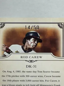 2008 Donruss Threads - Diamond Kings Rod Carew #DK-31 Blue Framed 14/50 - Image 3