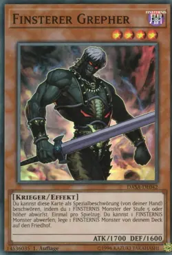 yugioh 1x Finsterer Grepher DASA-DE042 SUPER RARE 1AUFLAGE DEUTSCH - Image 1