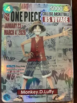 Bandai Namco One Piece CCG Monkey.D.Luffy US Voyage Promo Foil Card P-055 - Image 1