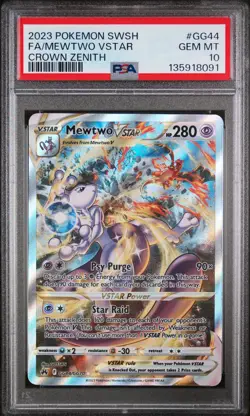 2023 Fa Mewtwo Vstar GG44 Pokemon Sword & Shield Crown Zenith PSA 10 - Image 1